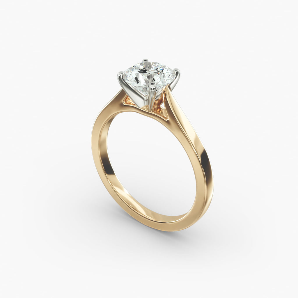 Petite Cathedral Solitaire Engagement Ring in 18k Yellow Gold