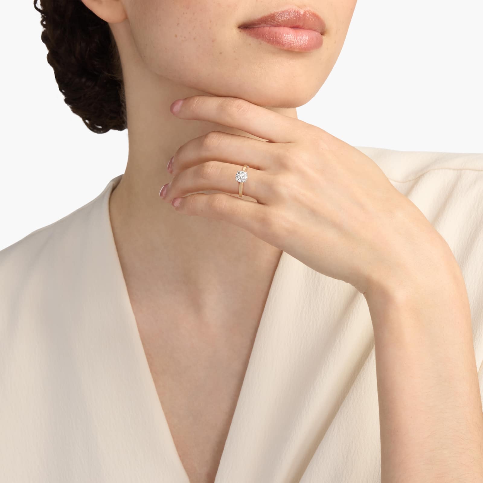 Petite Cathedral Solitaire Engagement Ring in 18k Yellow Gold