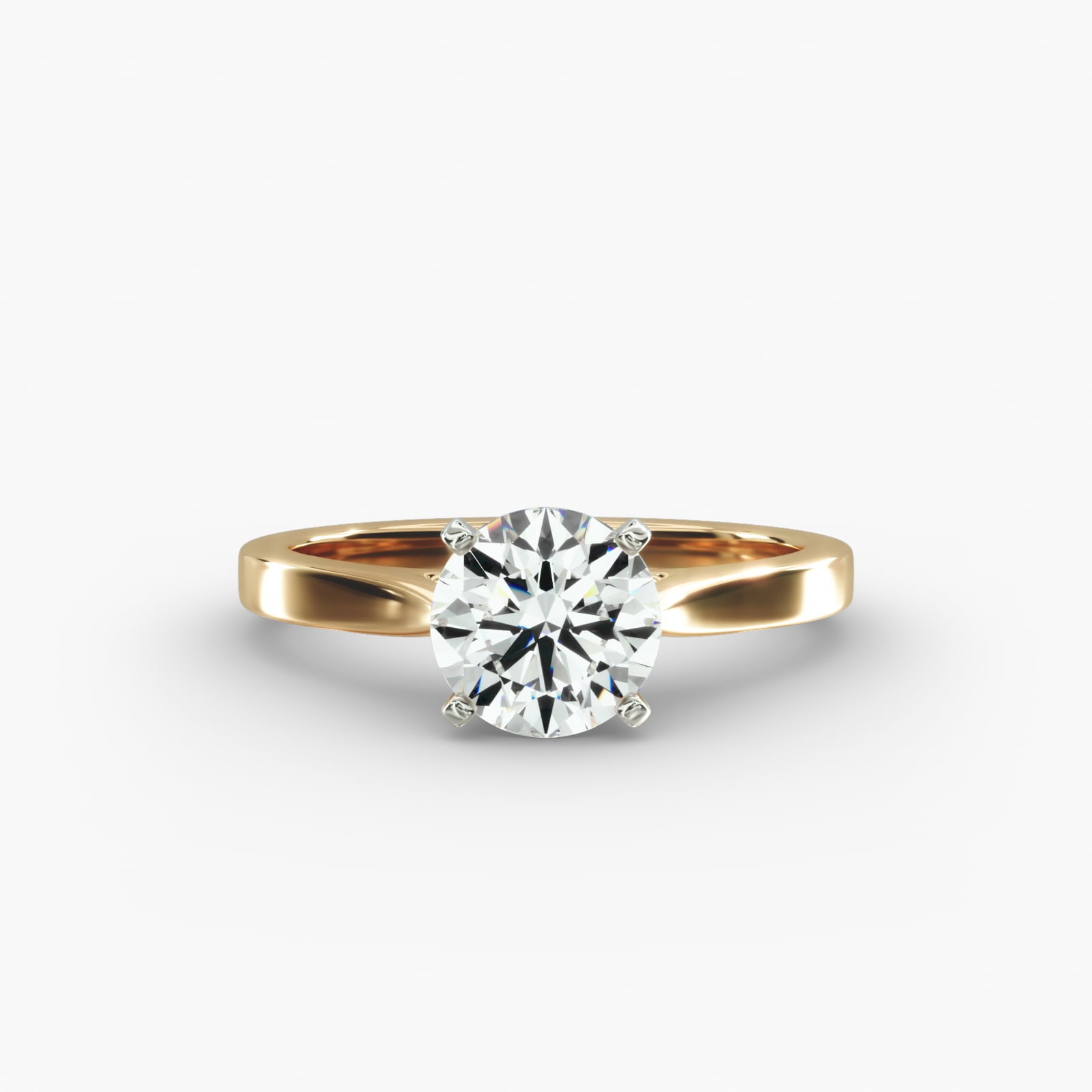 Petite Cathedral Solitaire Engagement Ring in 18k Yellow Gold