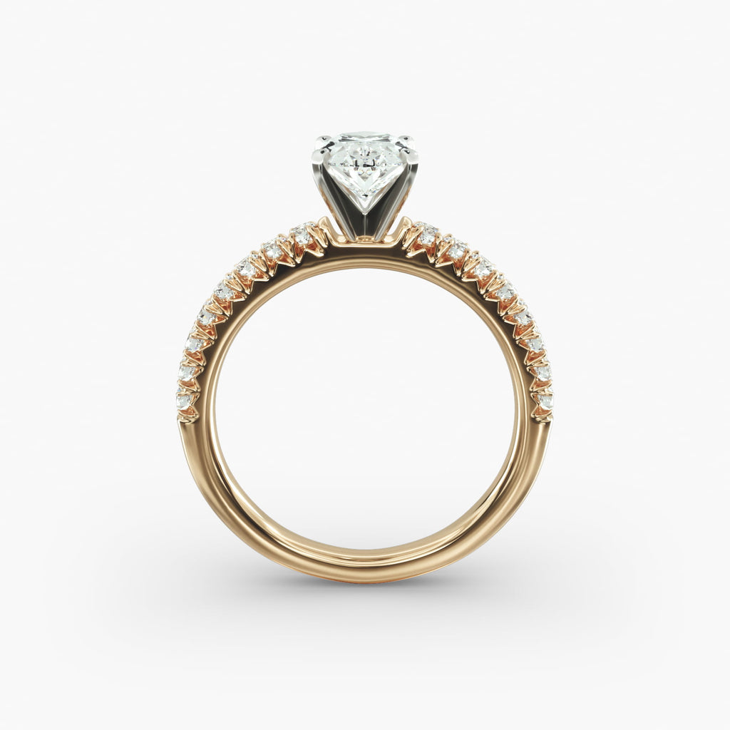 Round Cut Certified Lab-Grown Diamond French Pavé Engagement Ring