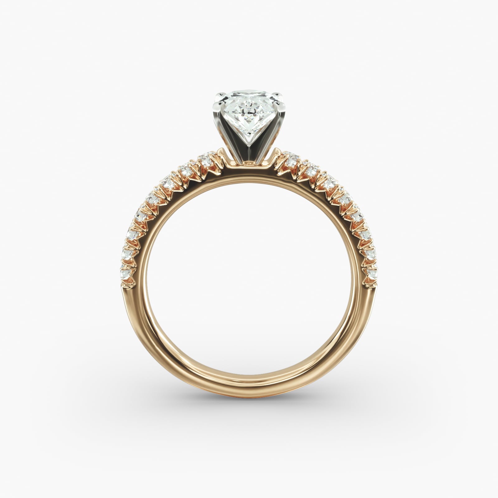 Round Cut Certified Lab-Grown Diamond French Pavé Engagement Ring