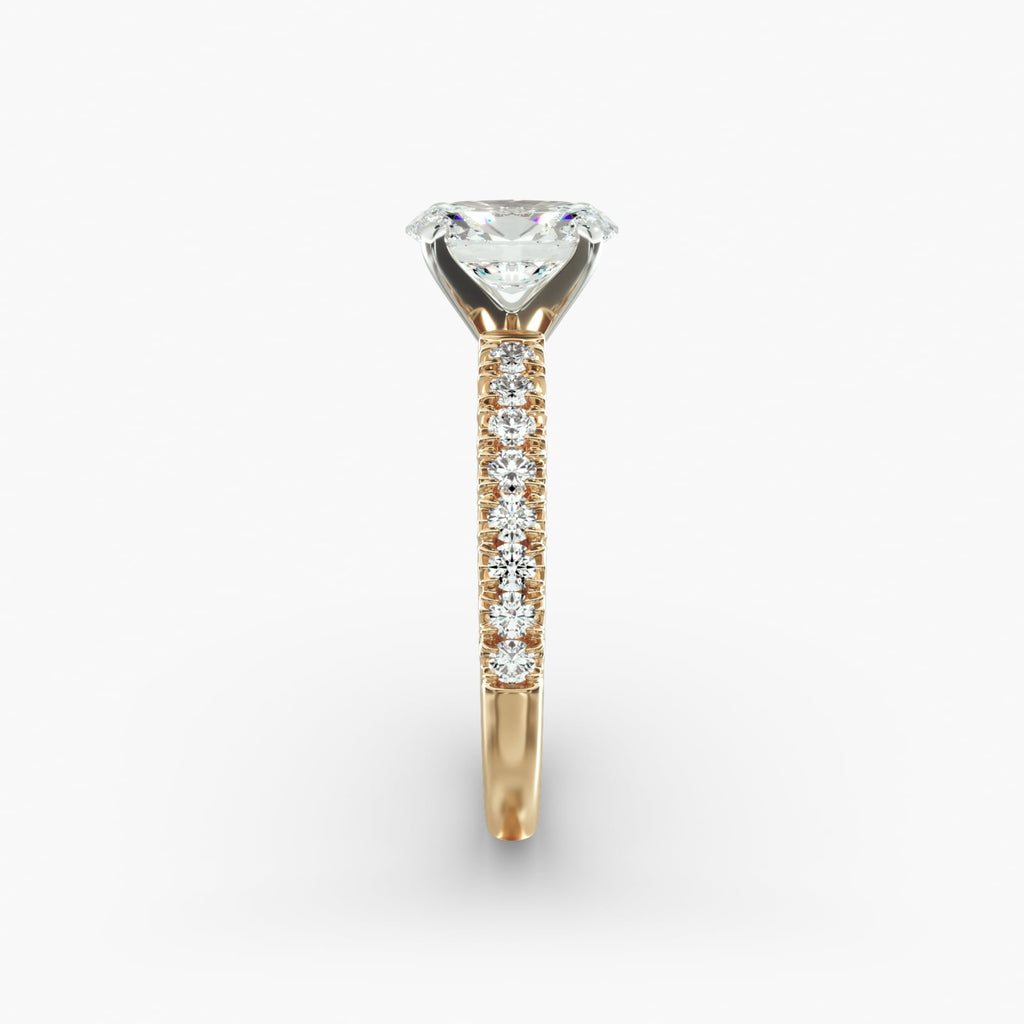 Oval Cut Certified Lab-Grown Diamond French Pavé Engagement Ring