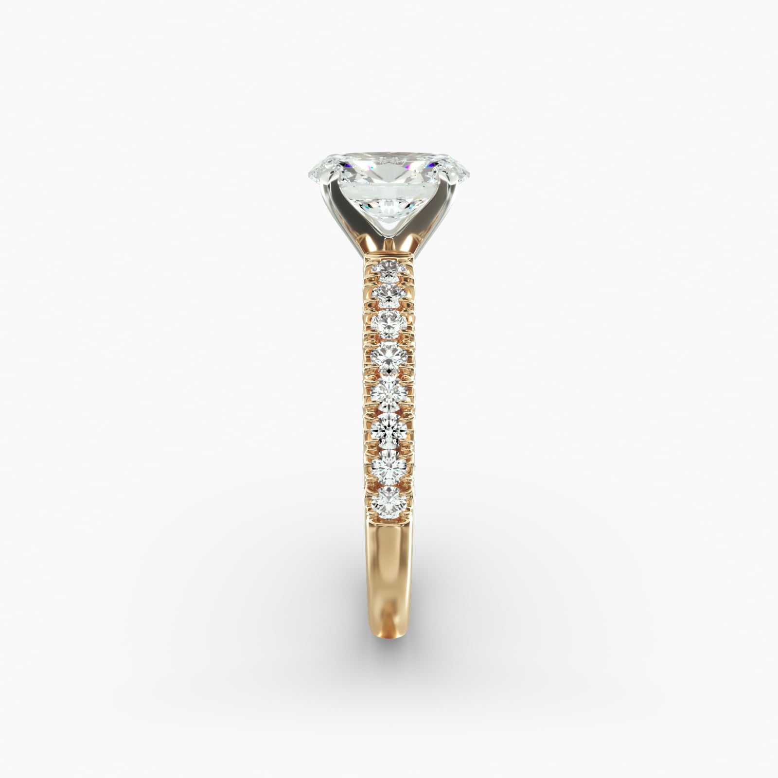 Oval Cut Certified Lab-Grown Diamond French Pavé Engagement Ring