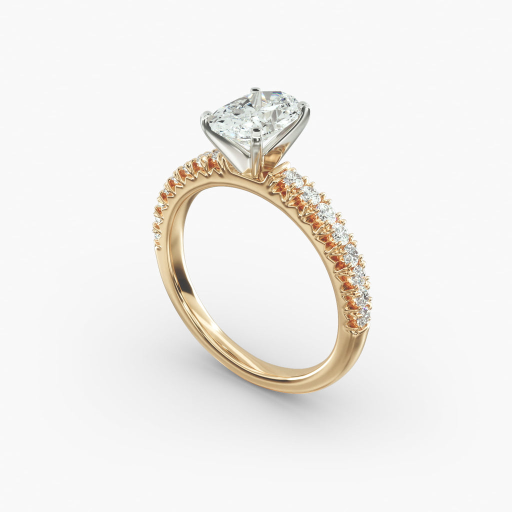 Oval Cut Certified Lab-Grown Diamond French Pavé Engagement Ring
