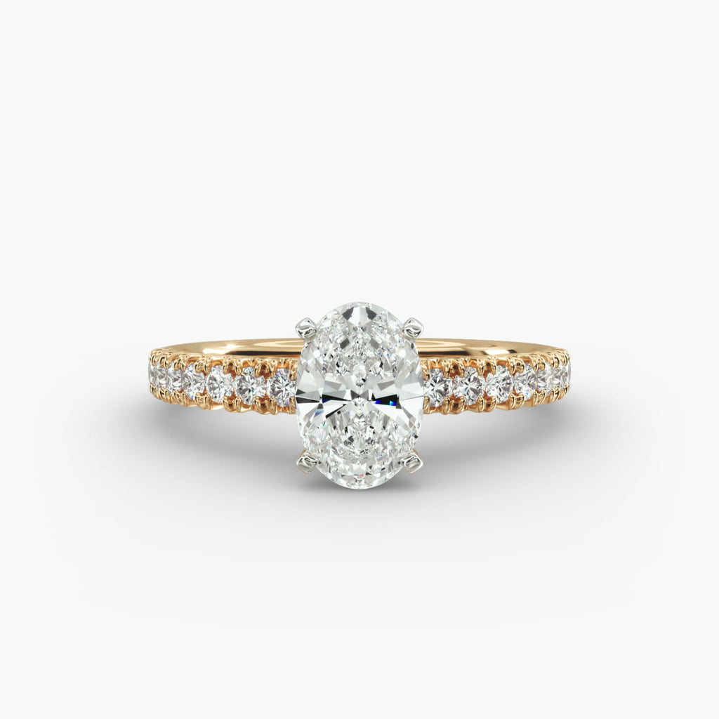 Oval Cut Certified Lab-Grown Diamond French Pavé Engagement Ring