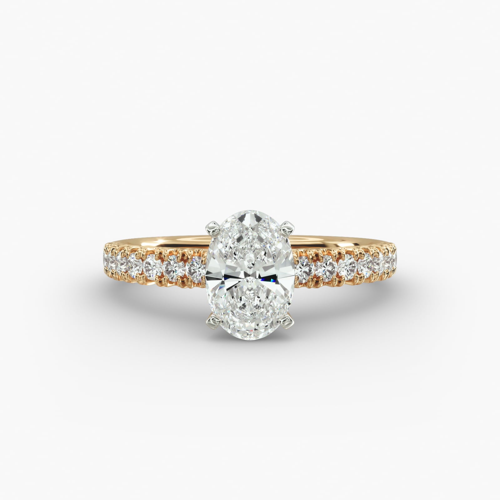 Oval Cut Certified Lab-Grown Diamond French Pavé Engagement Ring