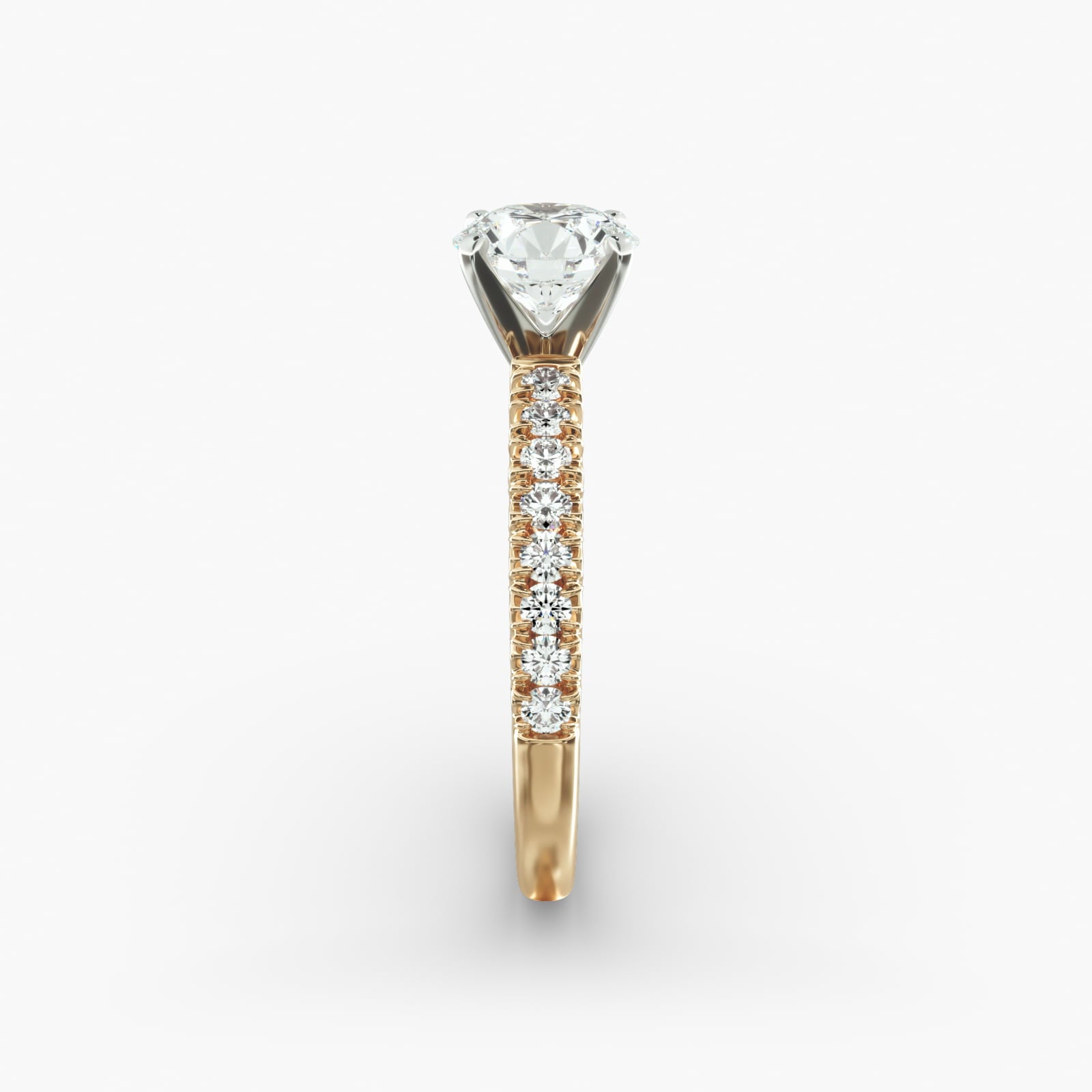 Round Cut Certified Lab-Grown Diamond French Pavé Engagement Ring