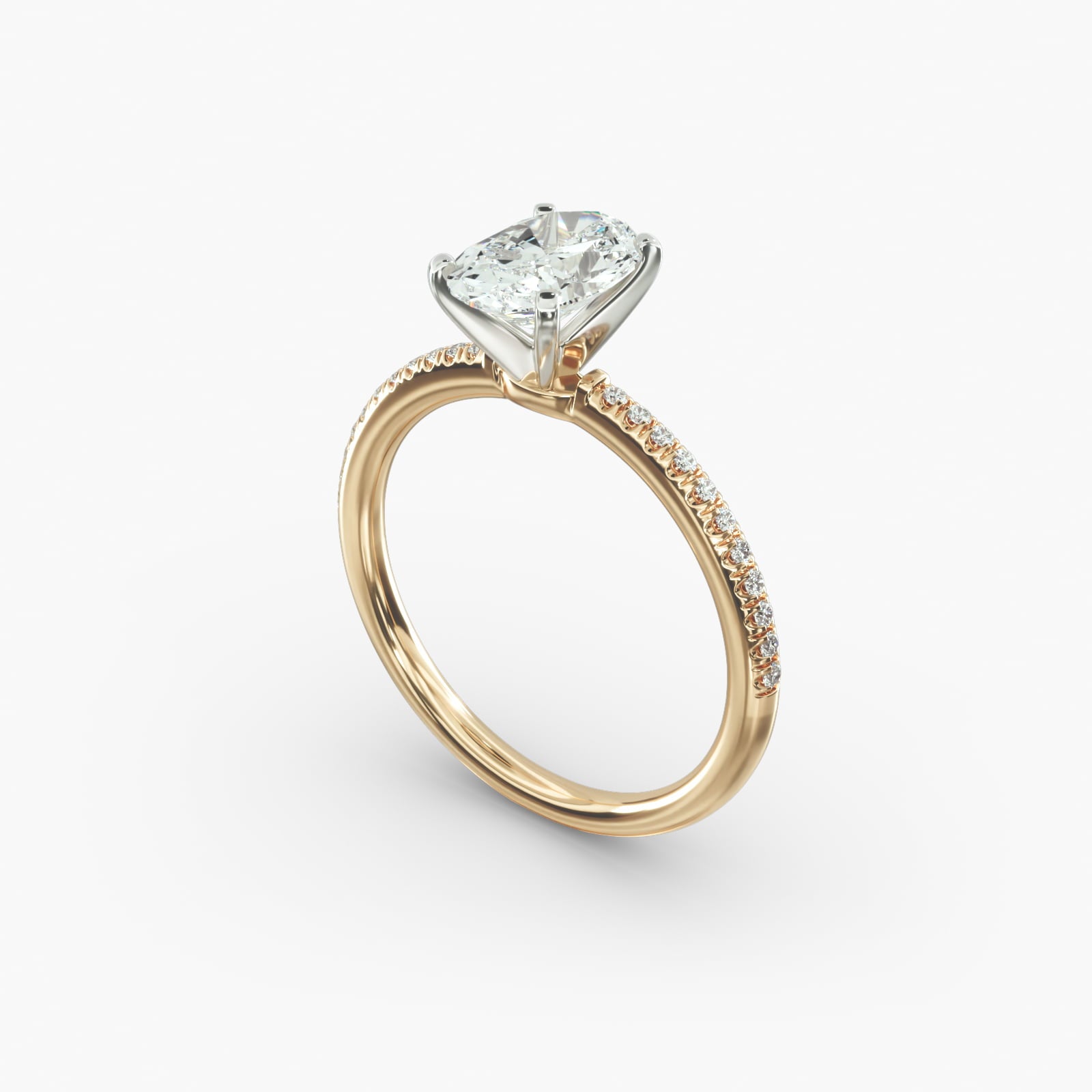 Oval Cut Certified Lab-Grown Diamond Petite Micropavé Engagement Ring