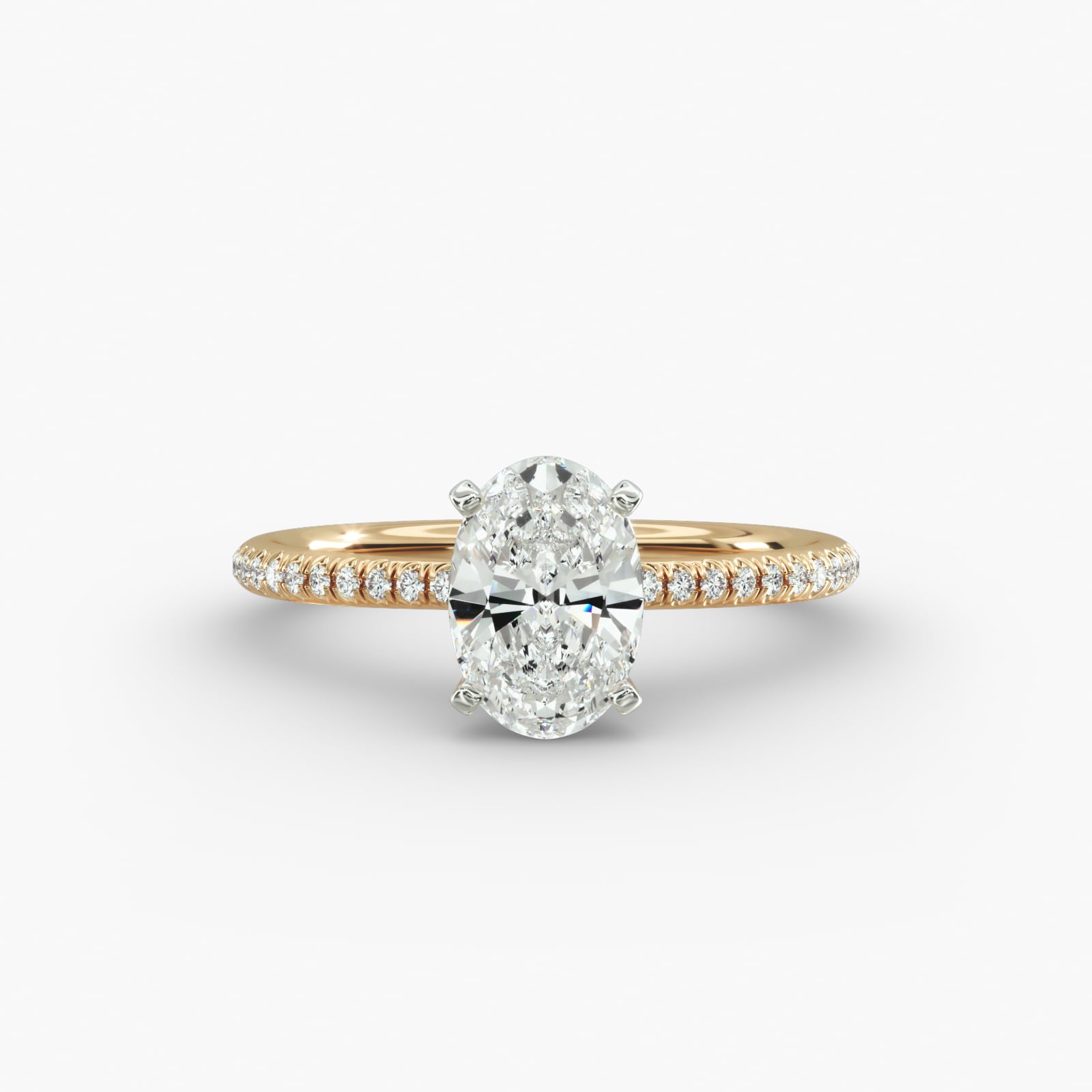 Oval Cut Certified Lab-Grown Diamond Petite Micropavé Engagement Ring