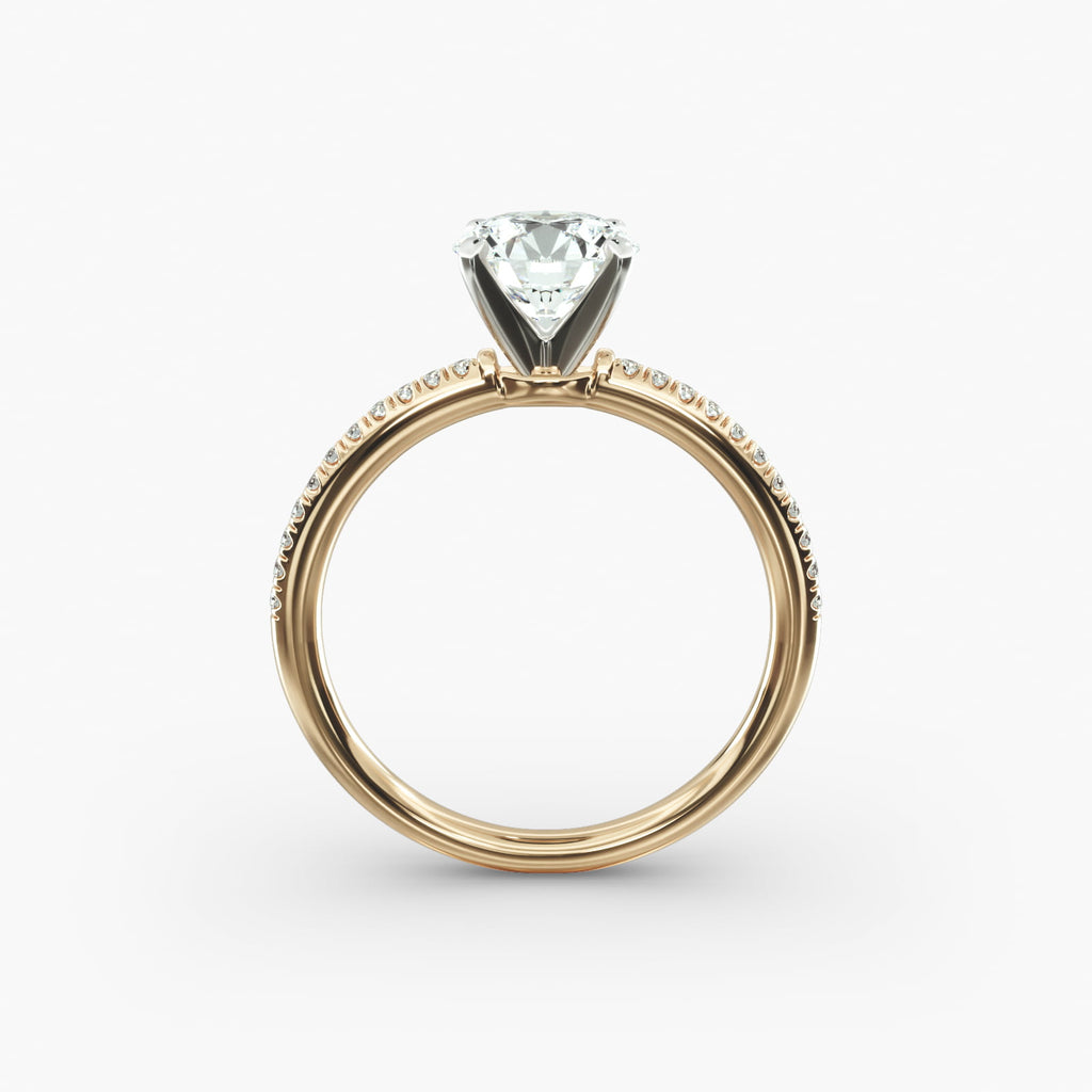 Round Cut Certified Lab-Grown Diamond Petite Micropavé Engagement Ring