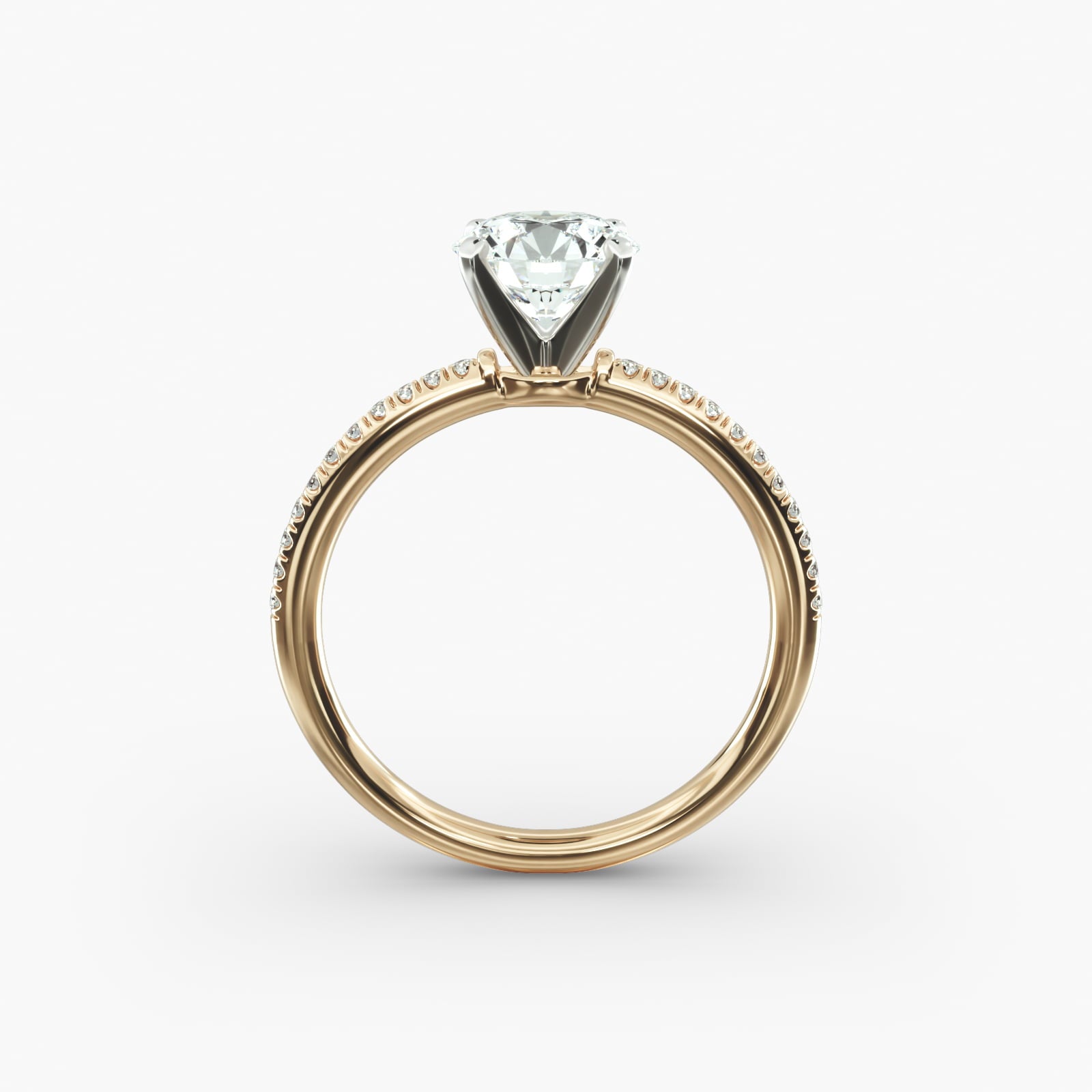 Round Cut Certified Lab-Grown Diamond Petite Micropavé Engagement Ring