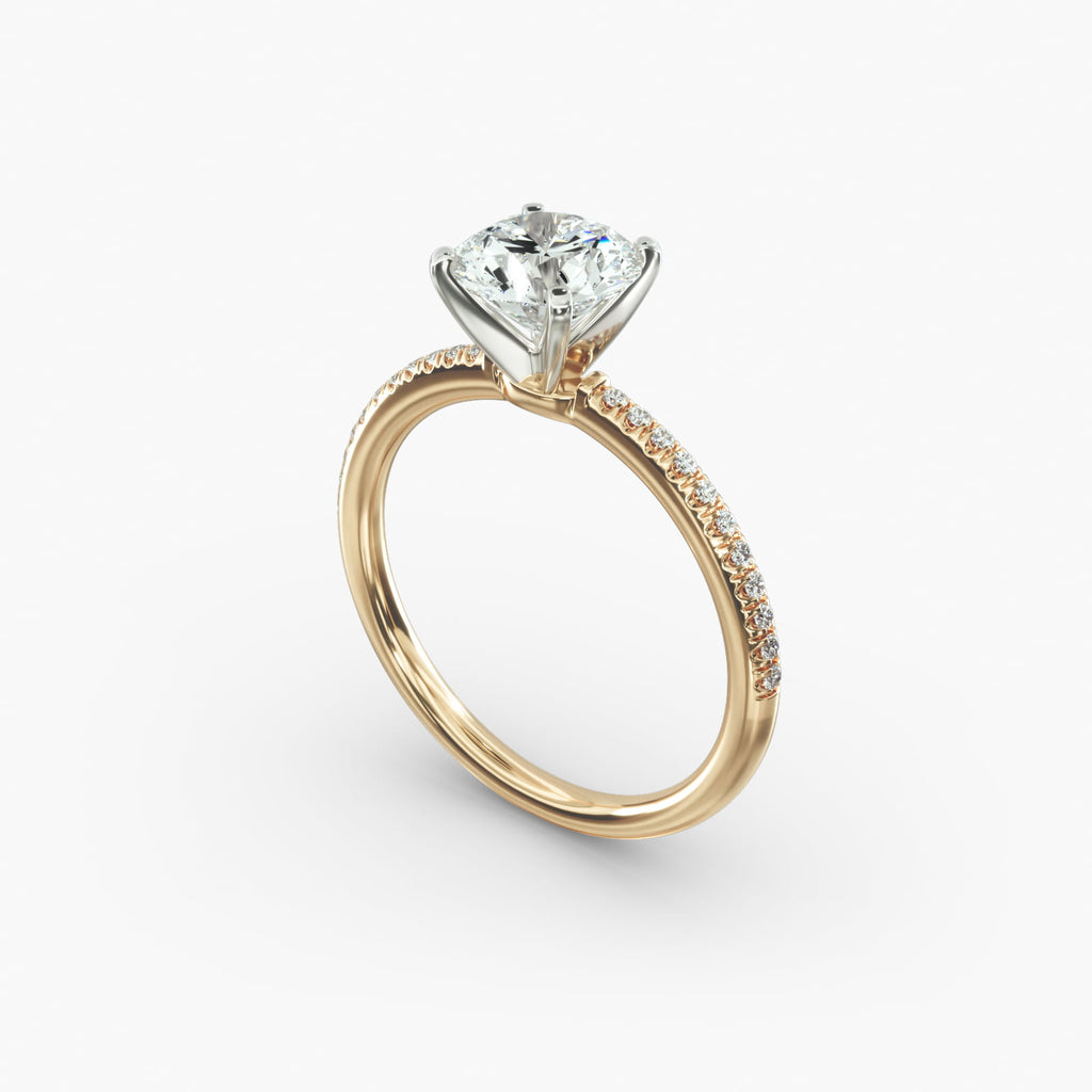 Round Cut Certified Lab-Grown Diamond Petite Micropavé Engagement Ring