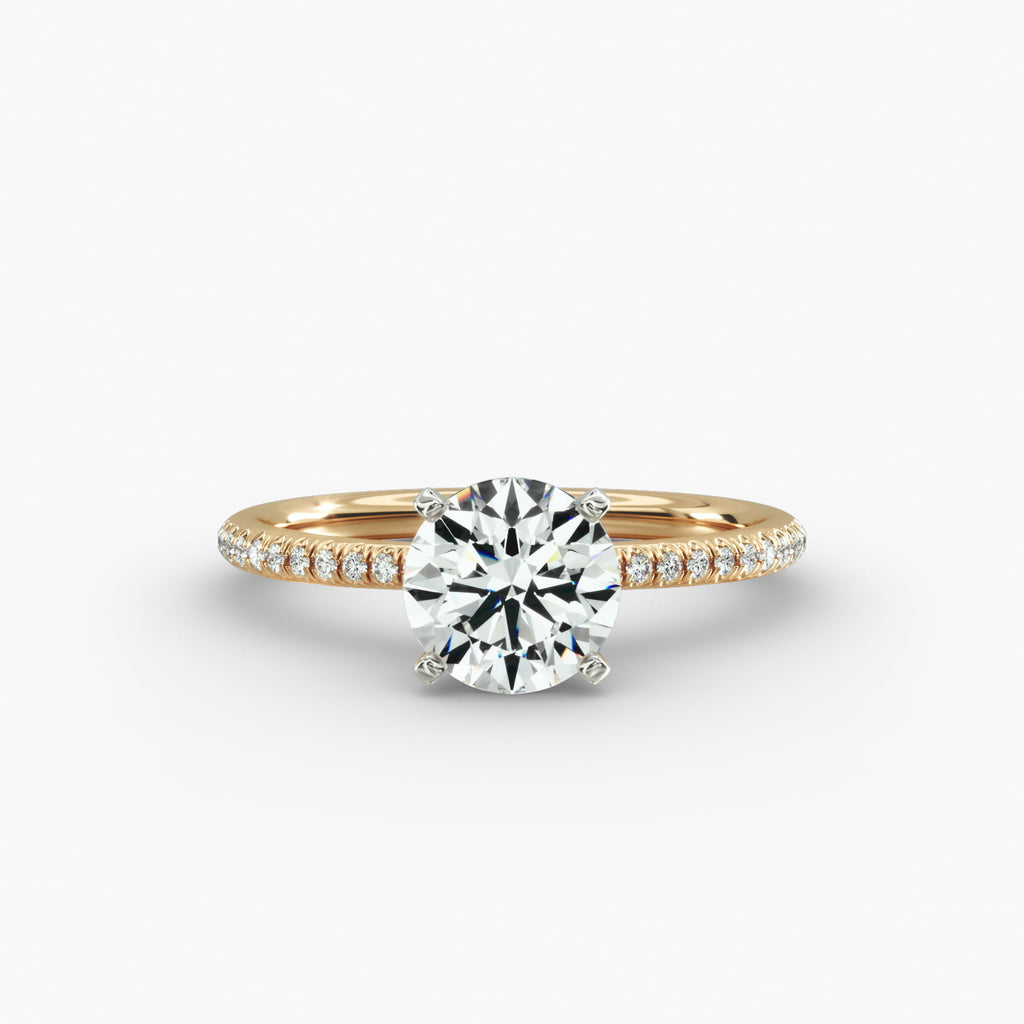 Round Cut Certified Lab-Grown Diamond Petite Micropavé Engagement Ring