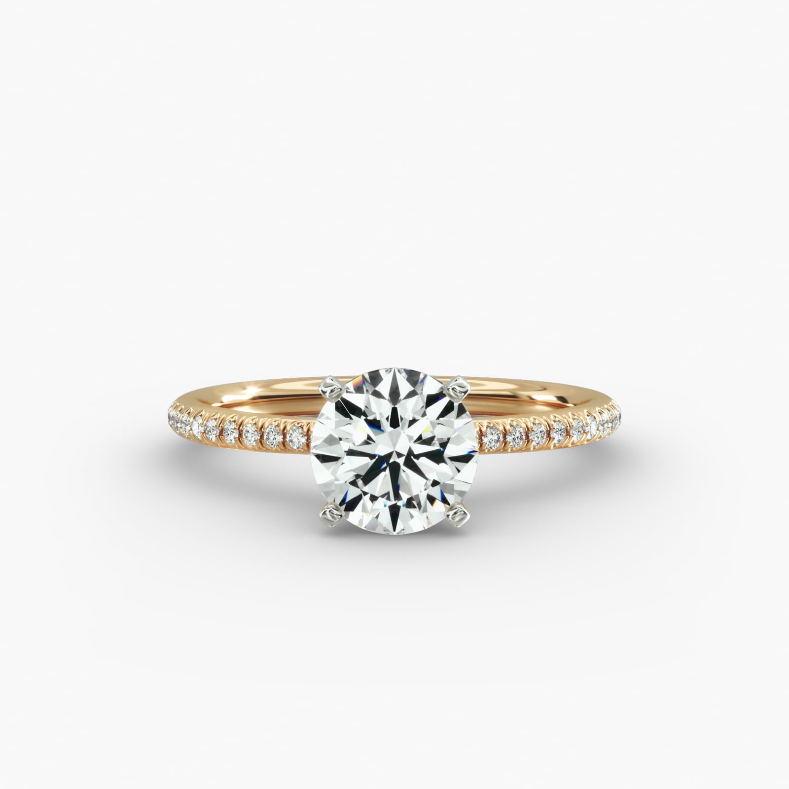 Round Cut Certified Lab-Grown Diamond Petite Micropavé Engagement Ring