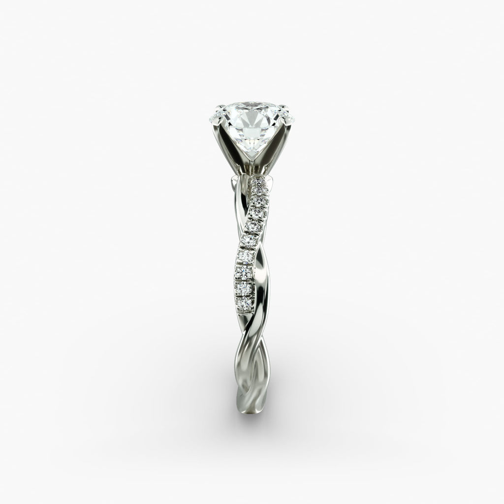 Round Cut Certified Lab-Grown Diamond Petite Twist Engagement Ring