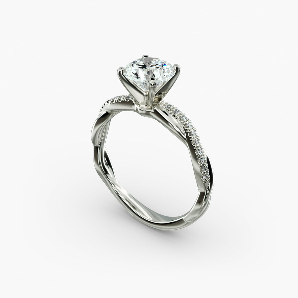 Round Cut Certified Lab-Grown Diamond Petite Twist Engagement Ring