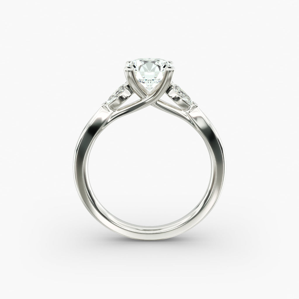 Pear Sidestone Diamond Engagement Ring