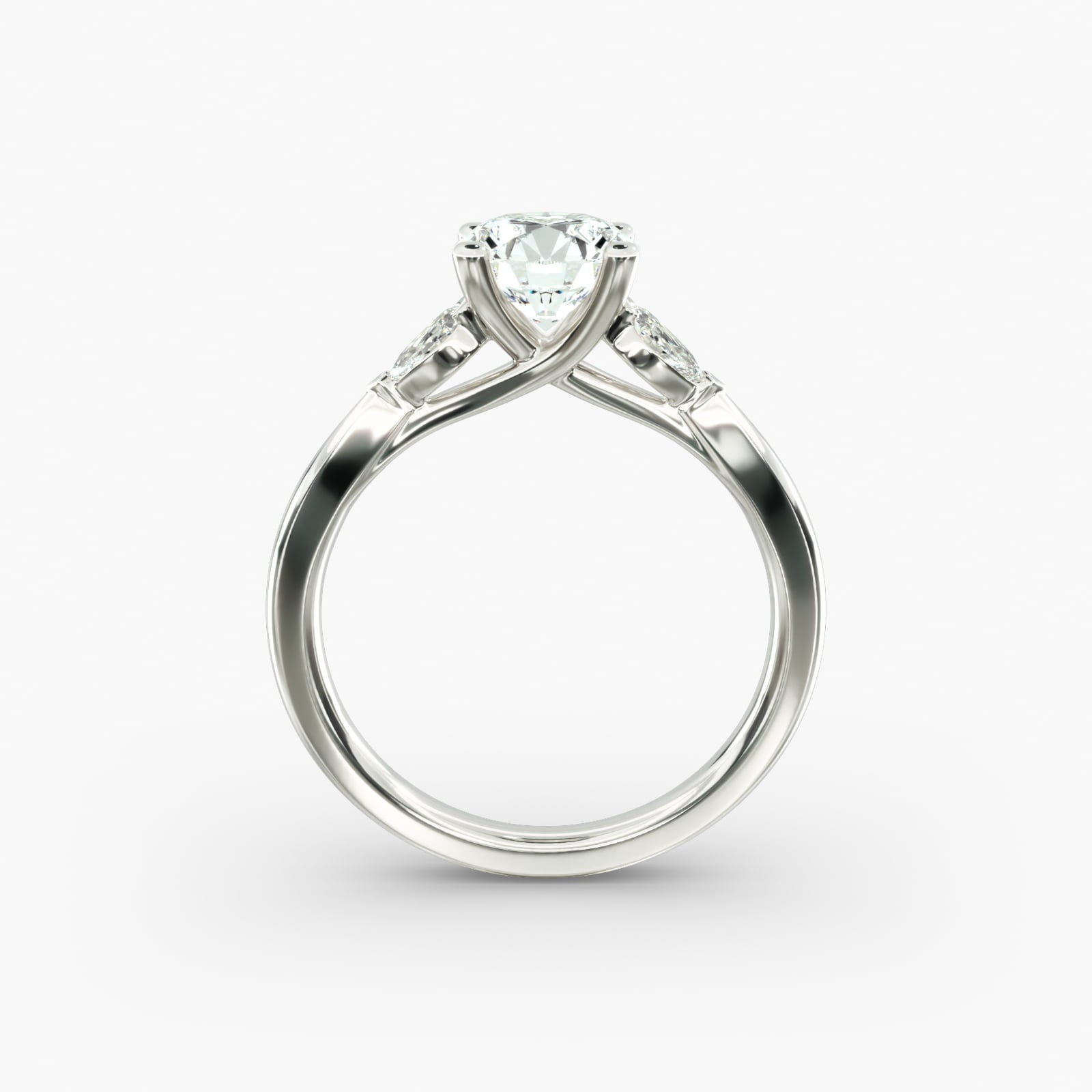 Pear Sidestone Diamond Engagement Ring