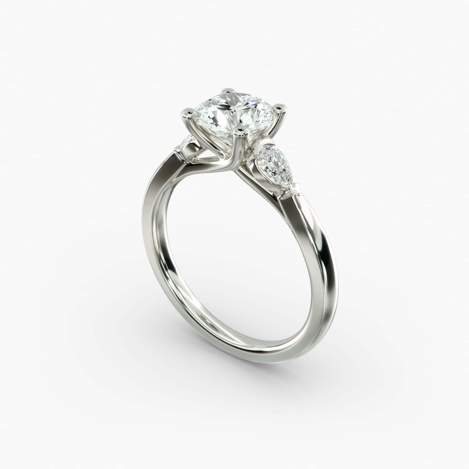 Pear Sidestone Diamond Engagement Ring