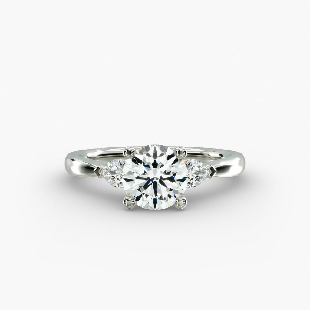 Pear Sidestone Diamond Engagement Ring