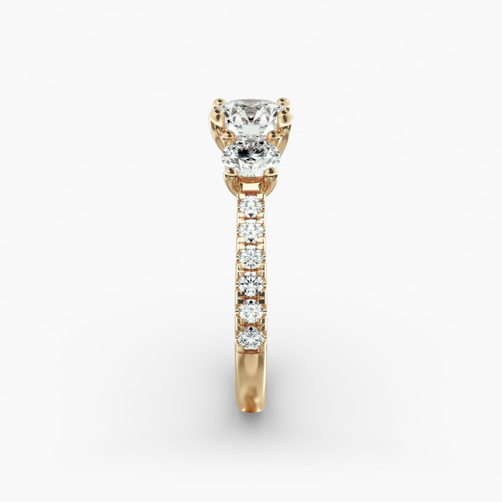 Modern Trellis Three Stone Diamond Engagement Ring