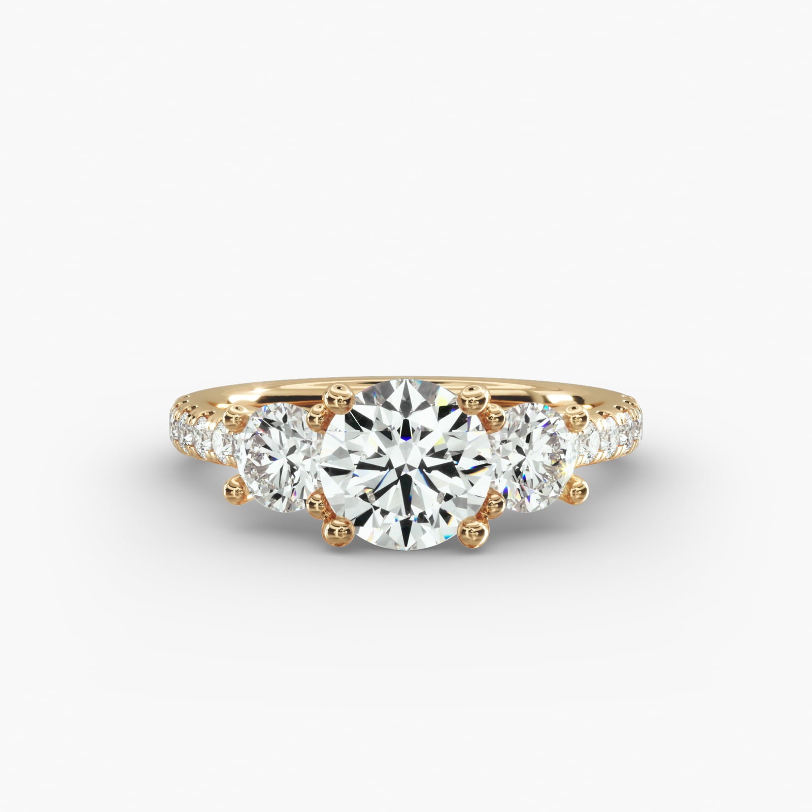 Modern Trellis Three Stone Diamond Engagement Ring