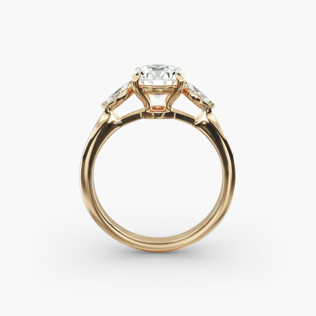 Marquise Cut Diamond Three Stone Engagement Ring In 18K