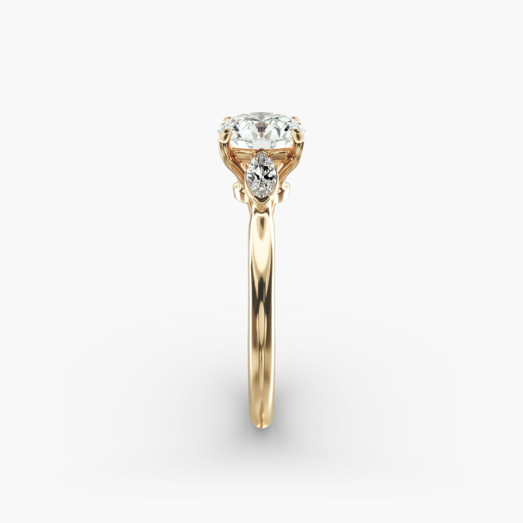 Marquise Cut Diamond Three Stone Engagement Ring In 18K