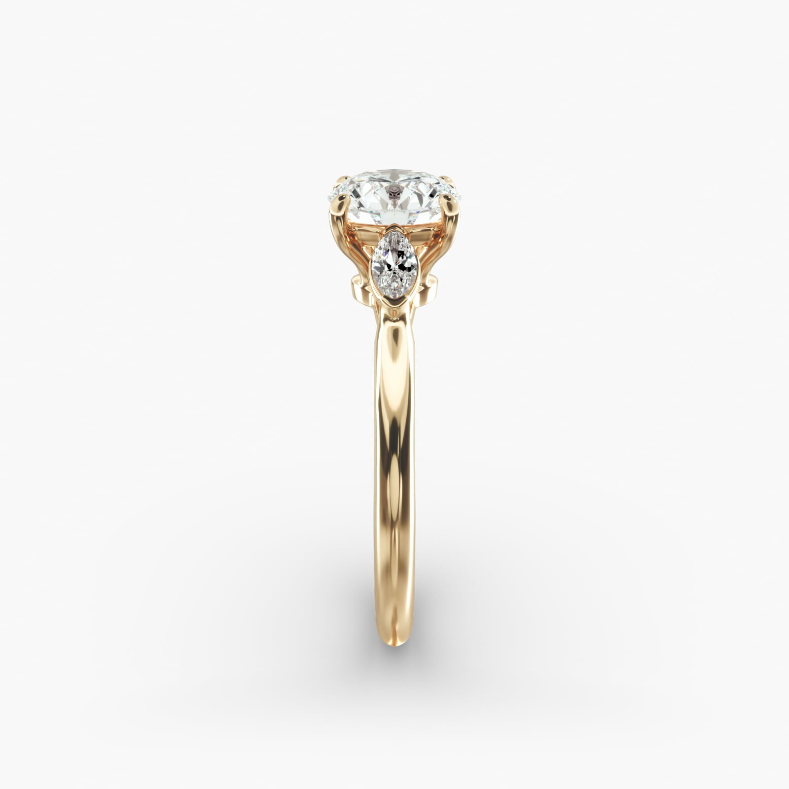 Marquise Cut Diamond Three Stone Engagement Ring In 18K