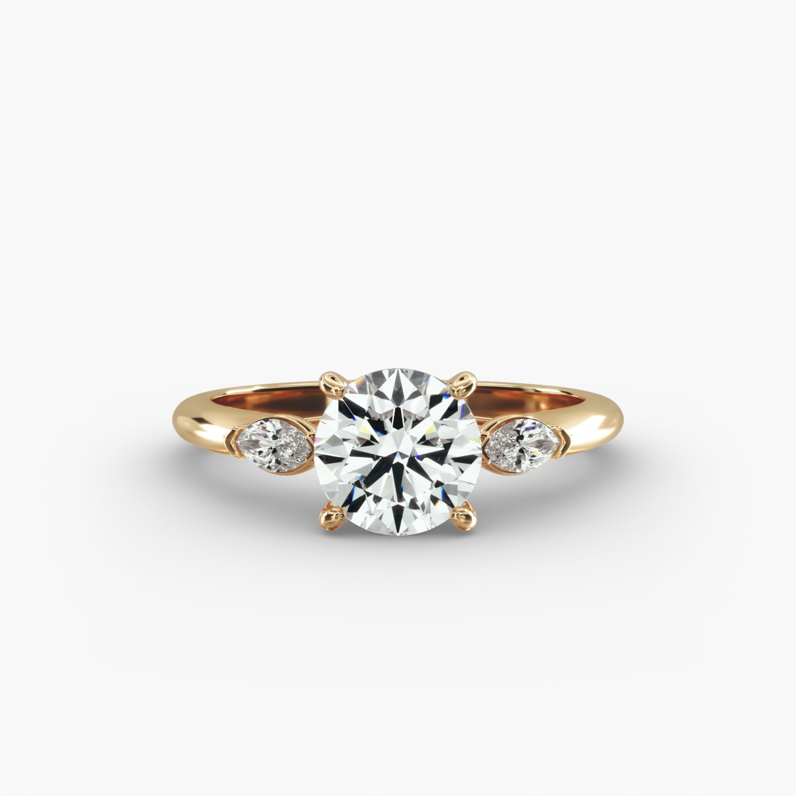 Marquise Cut Diamond Three Stone Engagement Ring In 18K