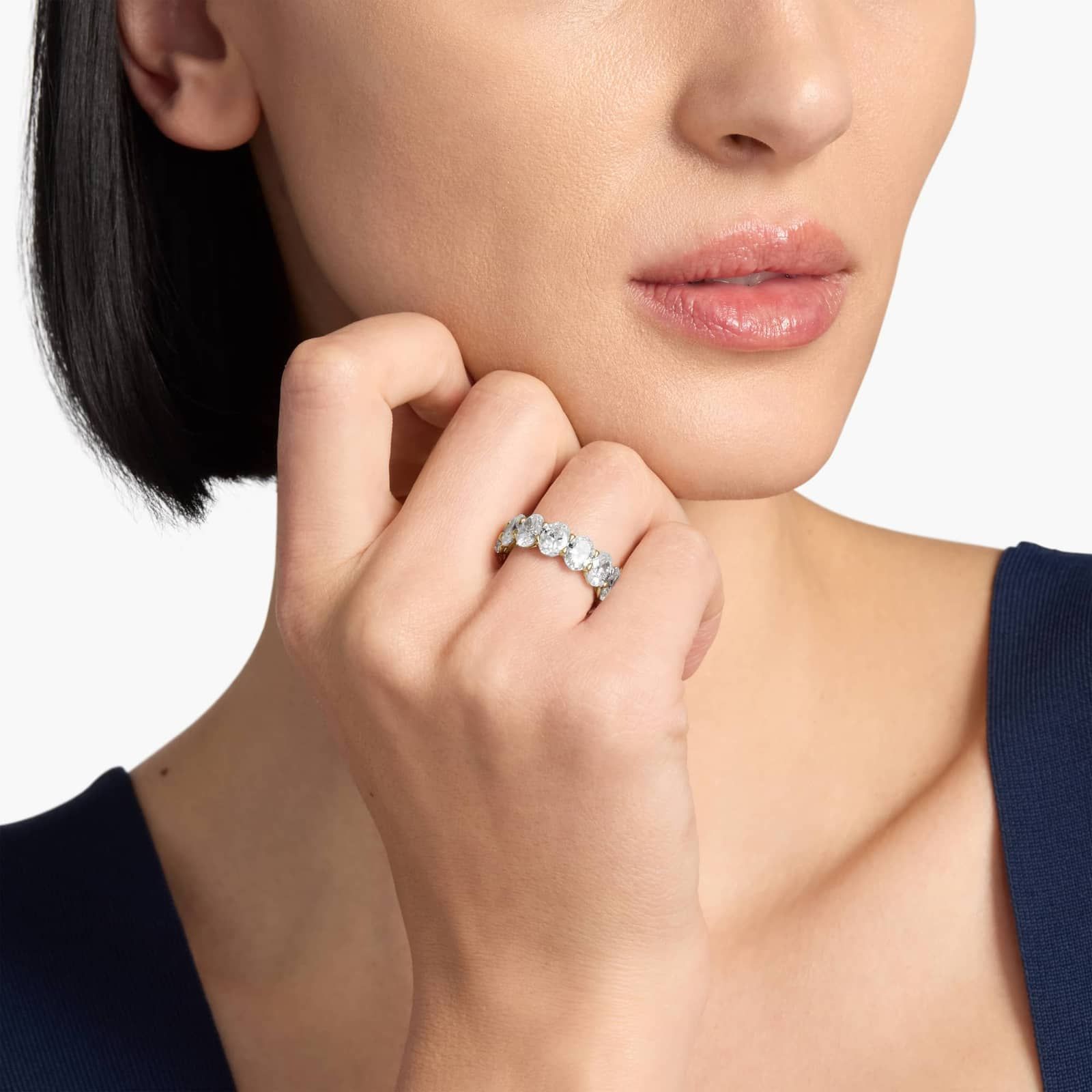 Yellow Gold Oval Cut Diamond Eternity Ring