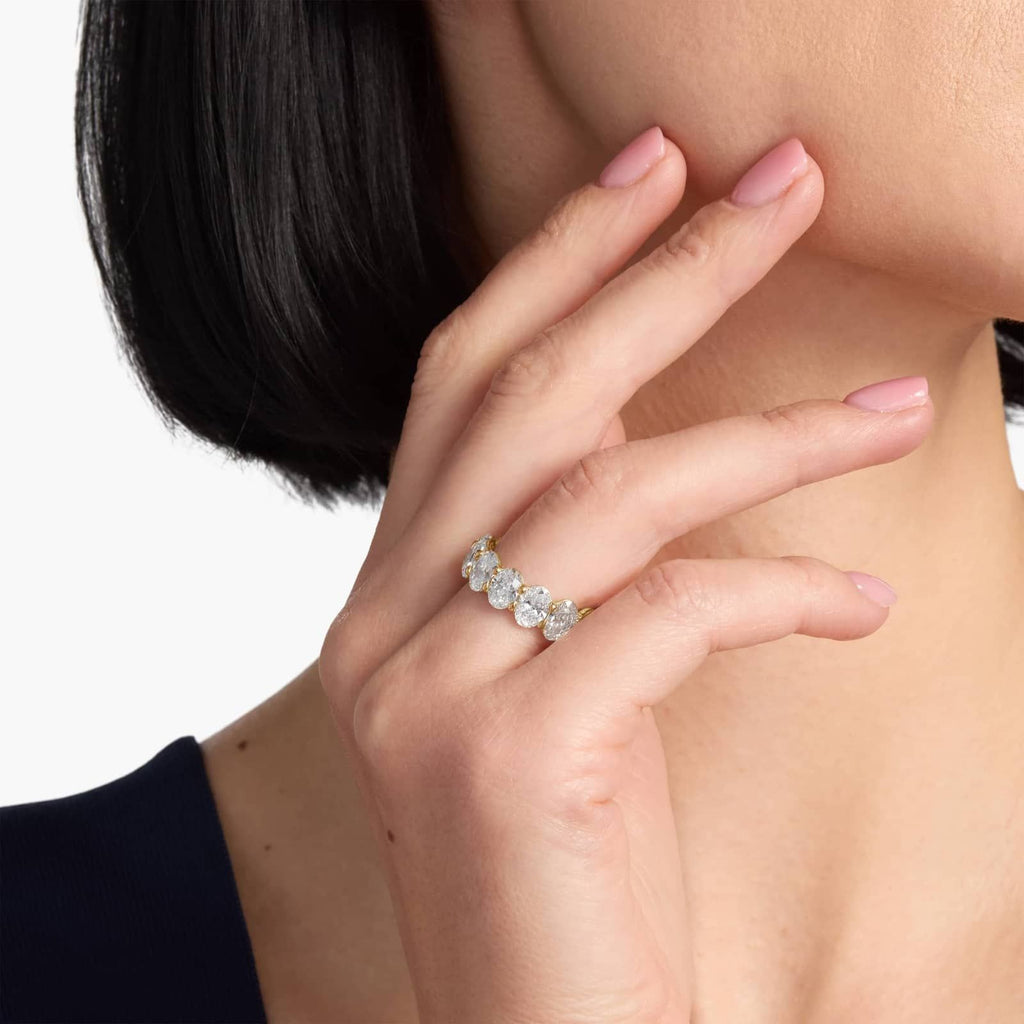 Yellow Gold Oval Cut Diamond Eternity Ring