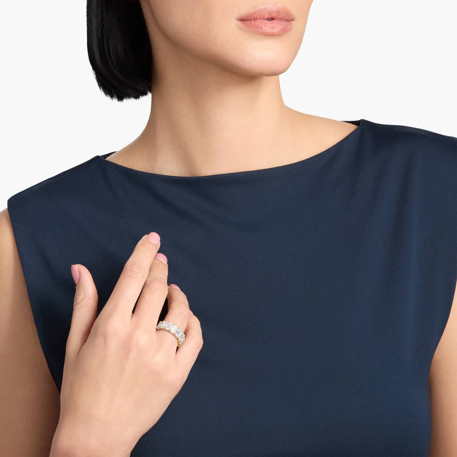 Yellow Gold Emerald Cut Diamond Eternity Ring