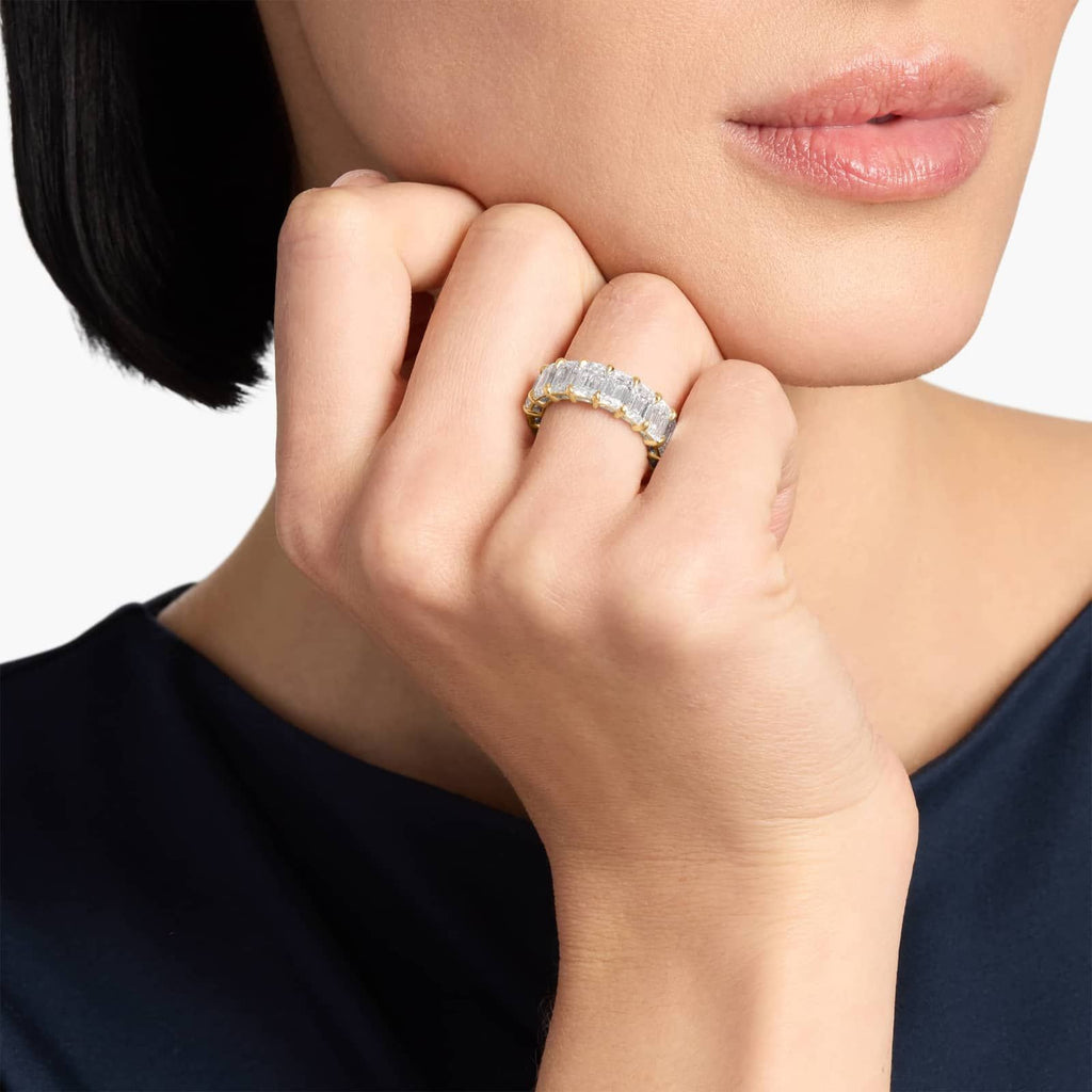 Yellow Gold Emerald Cut Diamond Eternity Ring