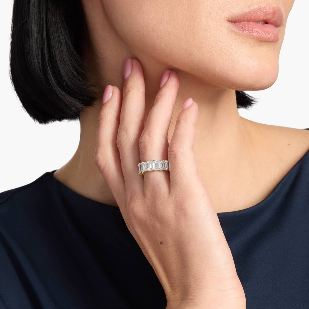 Yellow Gold Emerald Cut Diamond Eternity Ring
