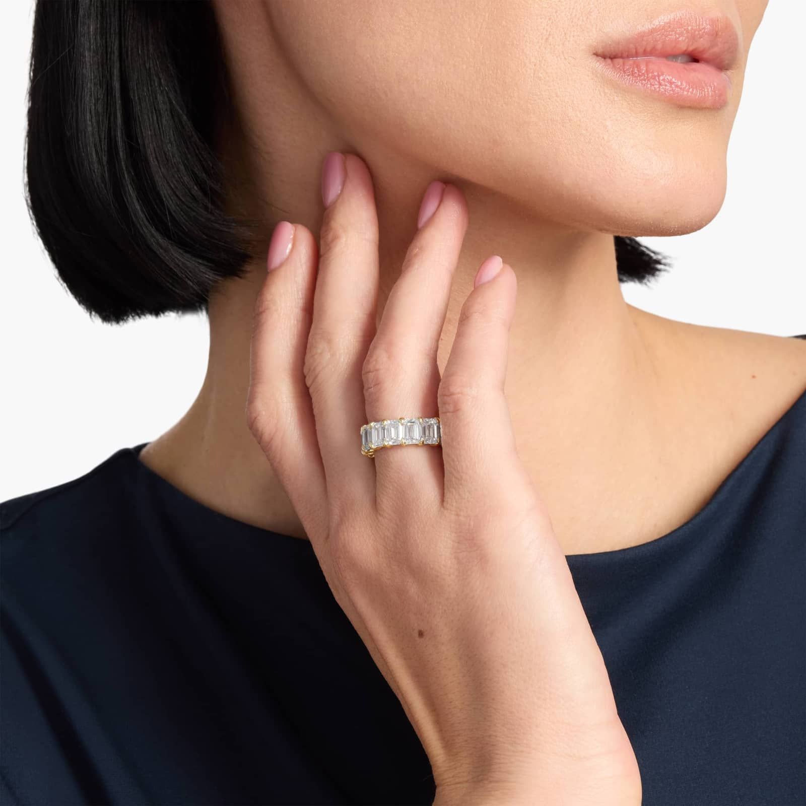 Yellow Gold Emerald Cut Diamond Eternity Ring