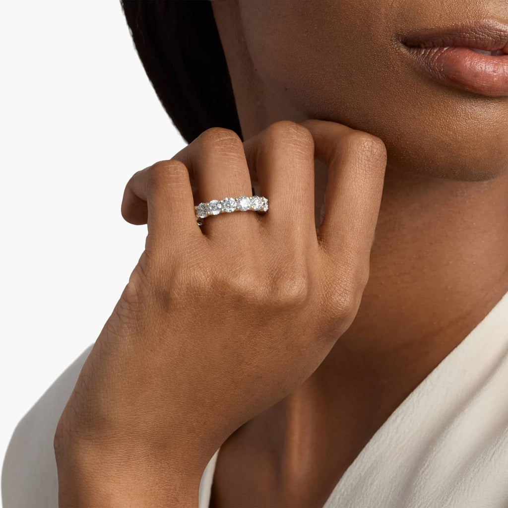 Yellow Gold Low Dome Basket Diamond Eternity Ring