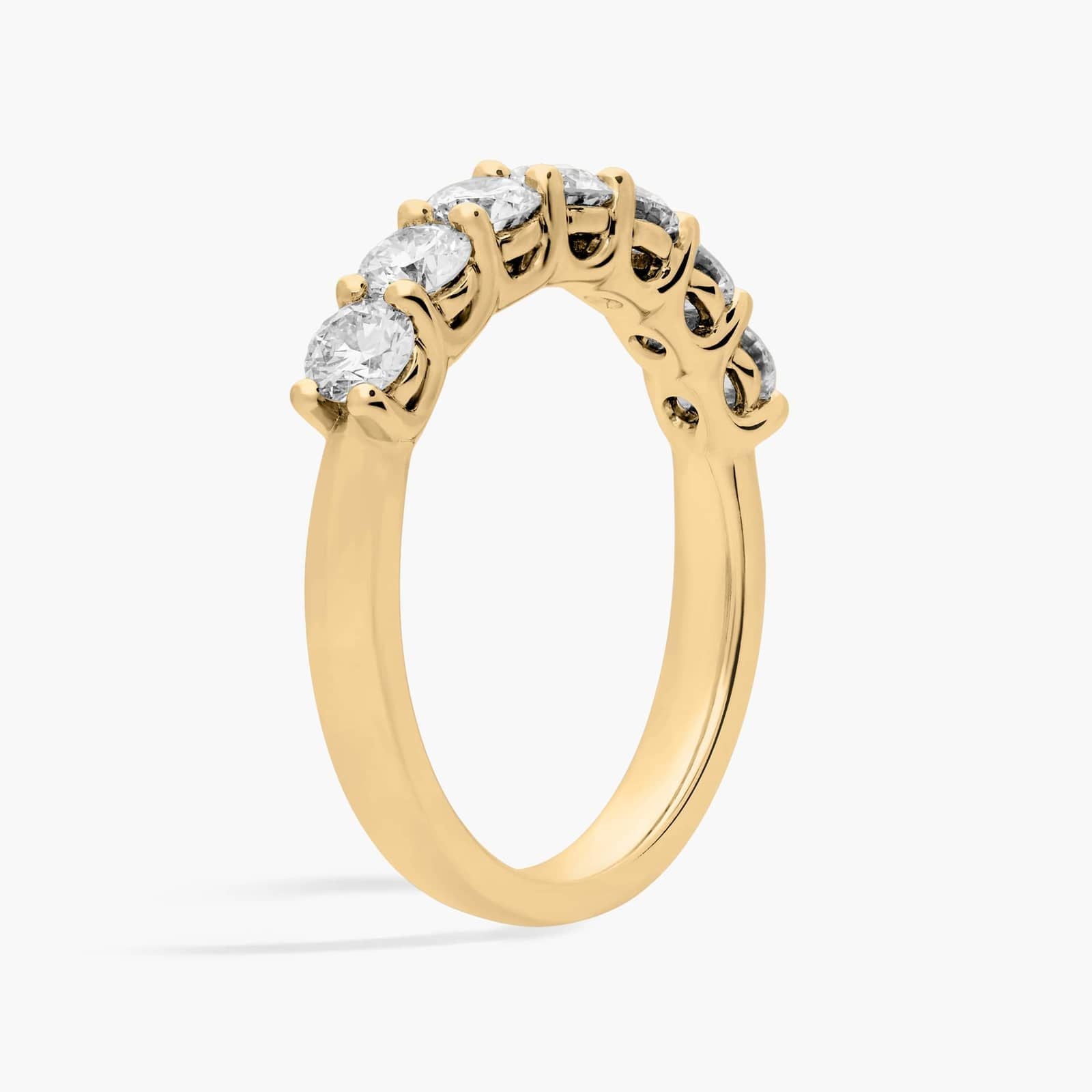 Yellow Gold Seven Stone Low Dome Basket Diamond Ring