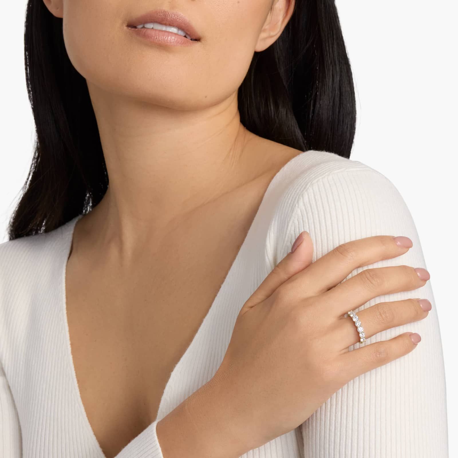 Yellow Gold Seven Stone Low Dome Basket Diamond Ring