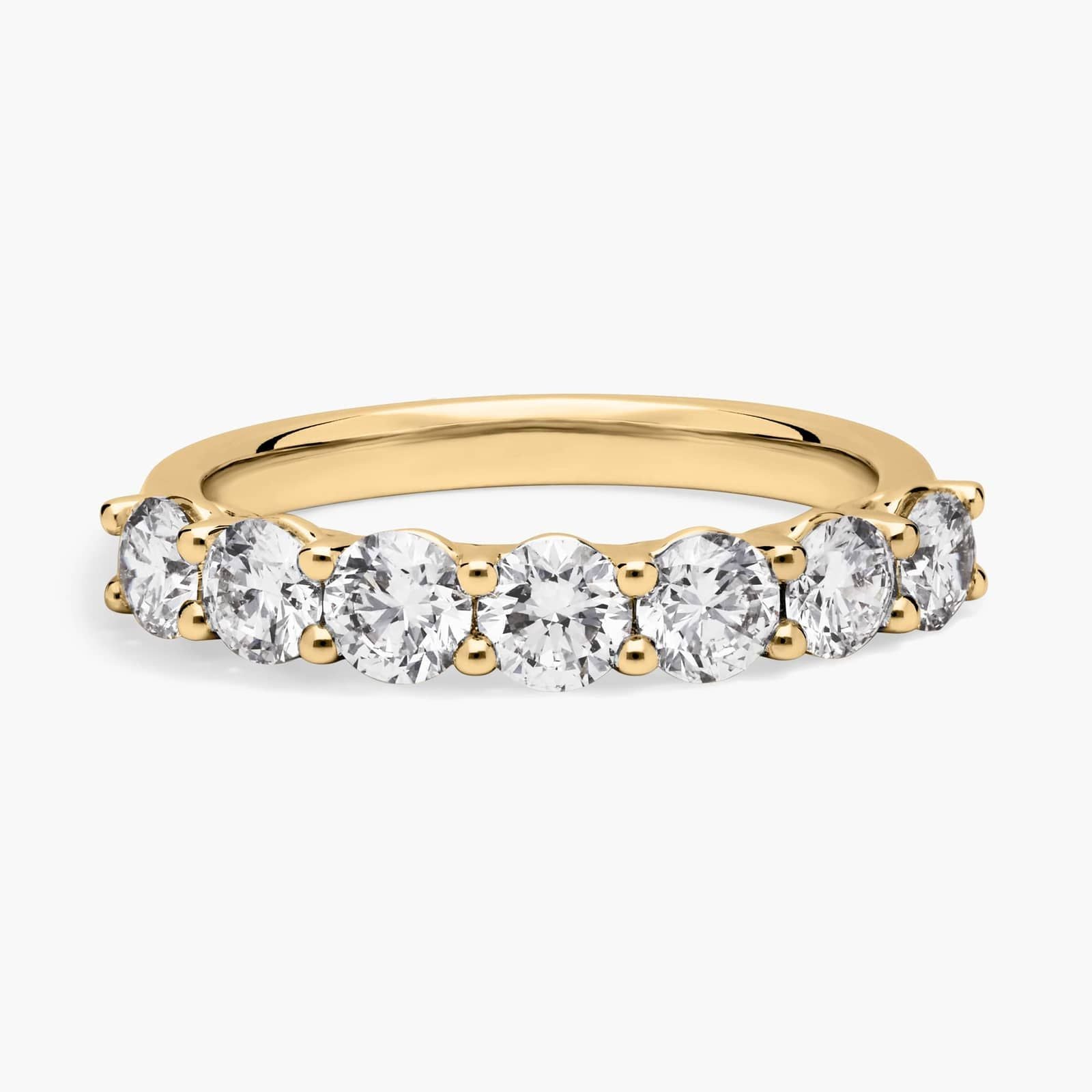 Yellow Gold Seven Stone Low Dome Basket Diamond Ring
