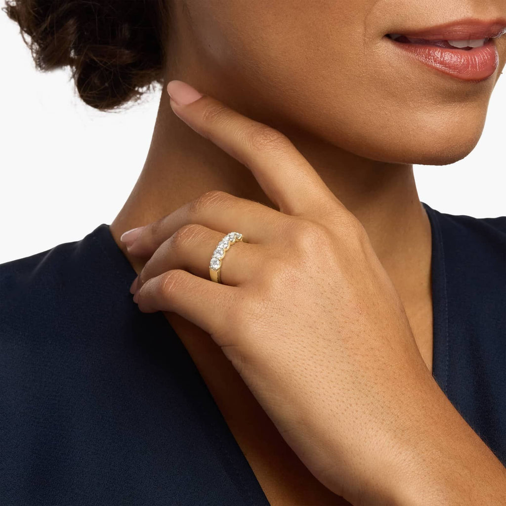 Five Stone Shared Prong Contour Lab-Grown Diamond Ring