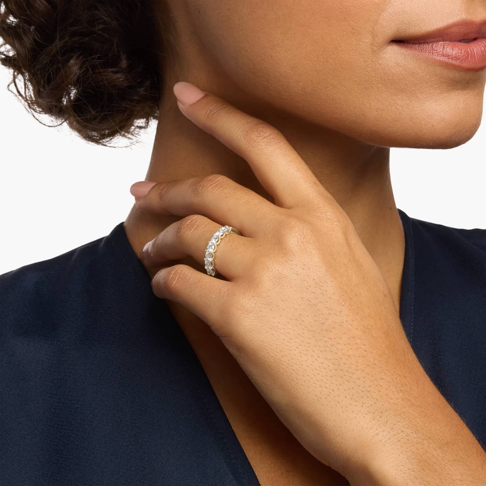 Seven Stone Shared Prong Contour Lab-Grown Diamond Ring