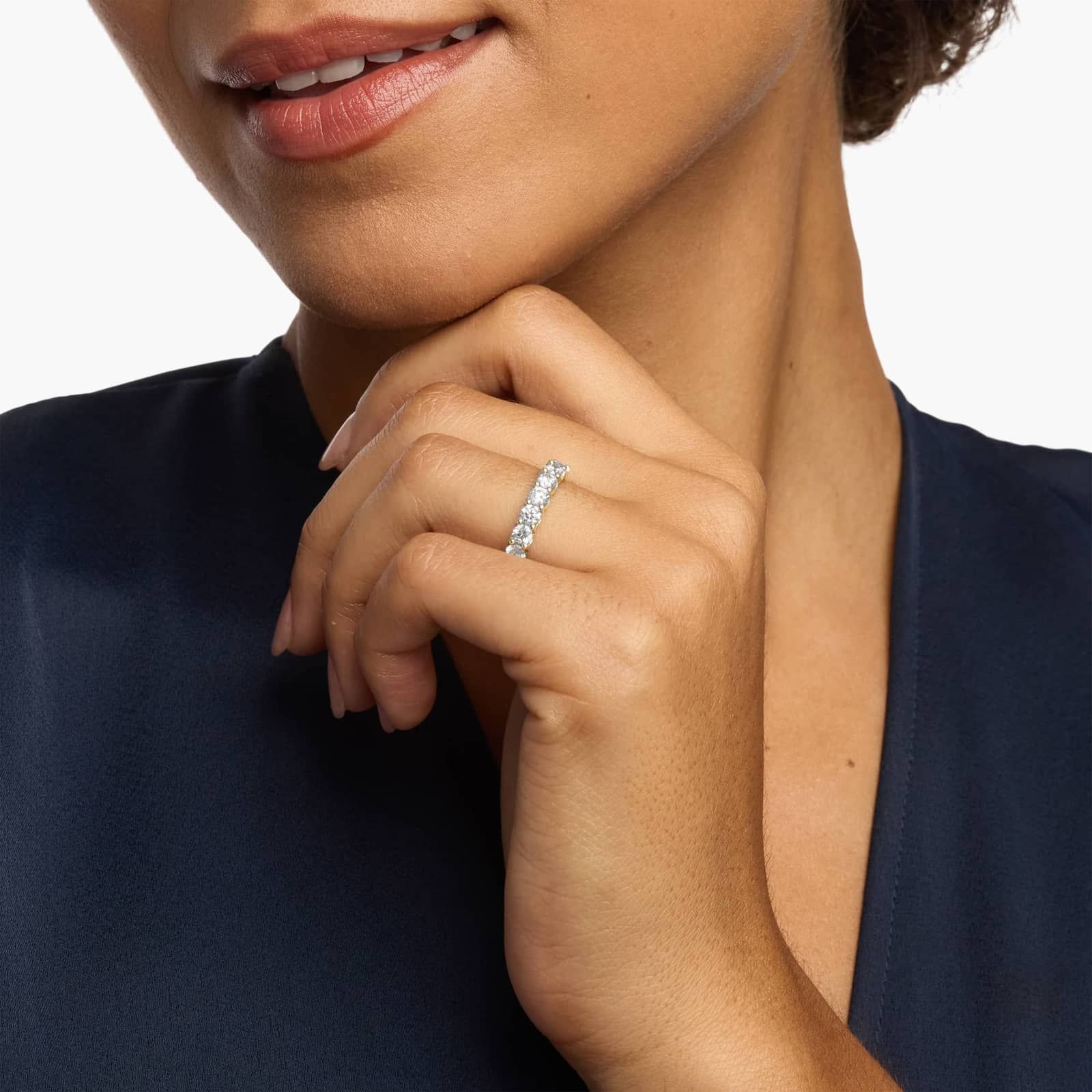 Seven Stone Shared Prong Contour Lab-Grown Diamond Ring