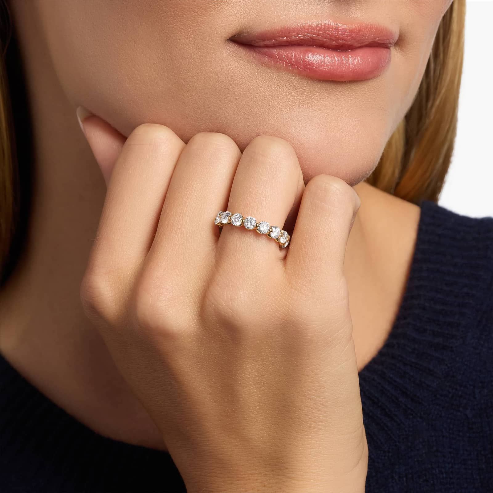 Yellow Gold Floating Diamond Eternity Ring