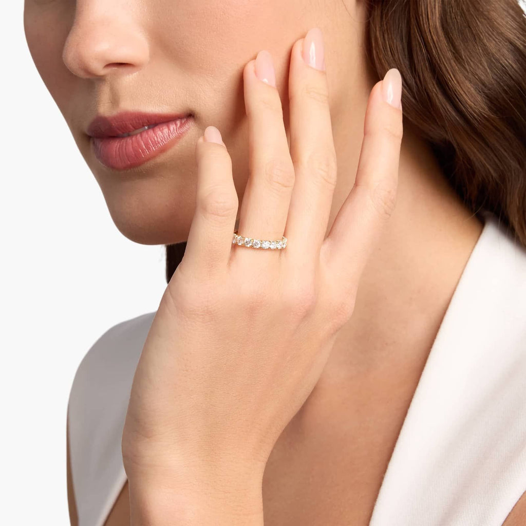 Yellow Gold French Pavé Diamond Eternity Ring