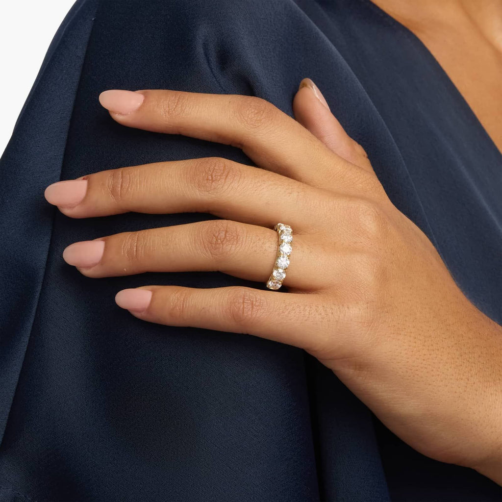 Yellow Gold French Pavé Diamond Anniversary Ring