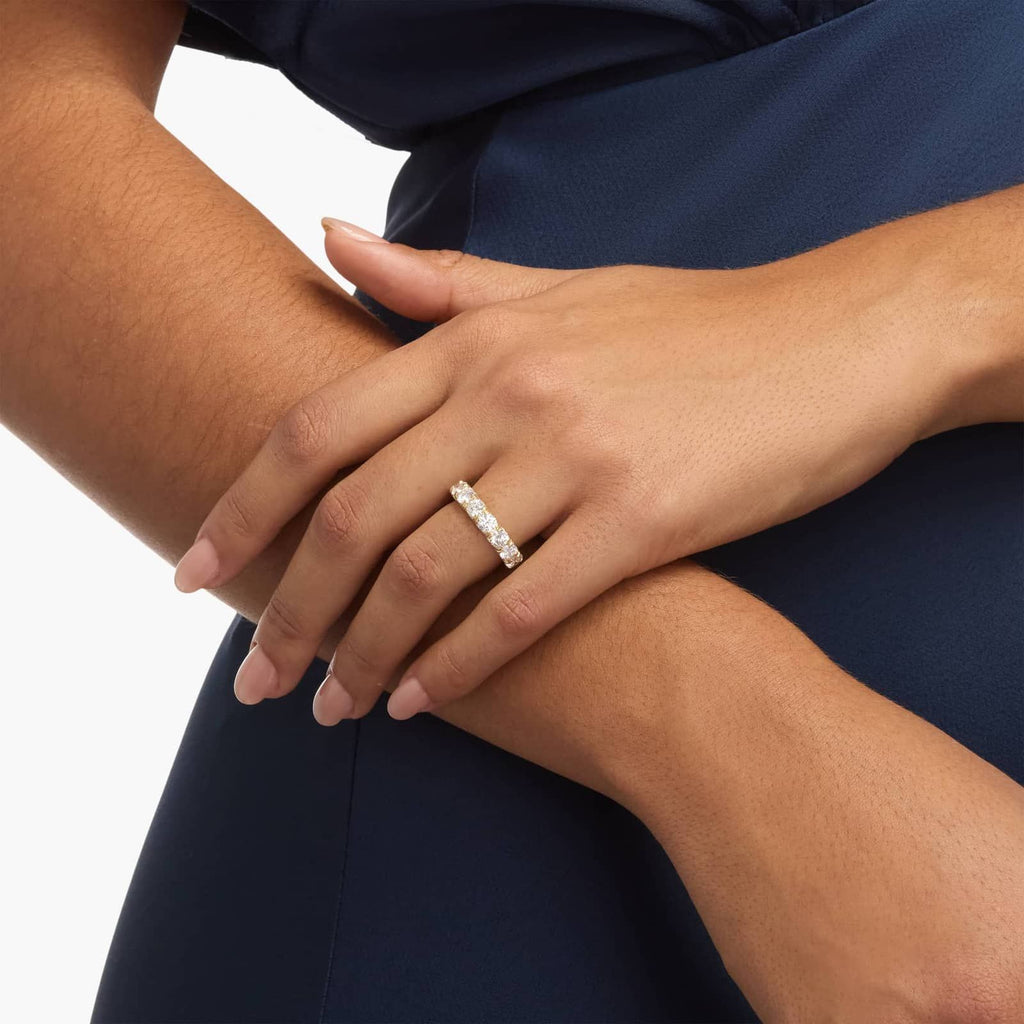 Yellow Gold French Pavé Diamond Anniversary Ring