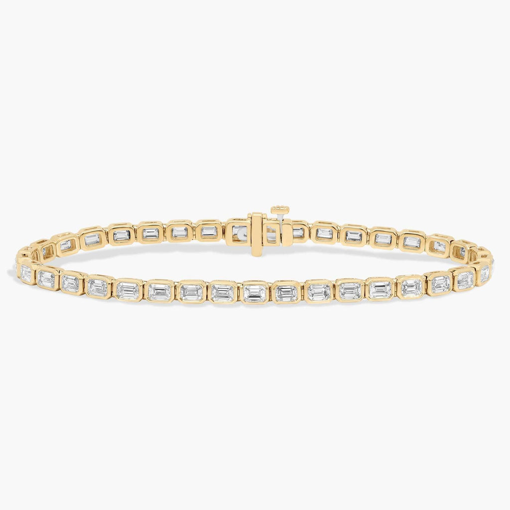 7 " Emerald Cut Lab Grown Diamond E/W Bezel Set Tennis Bracelet