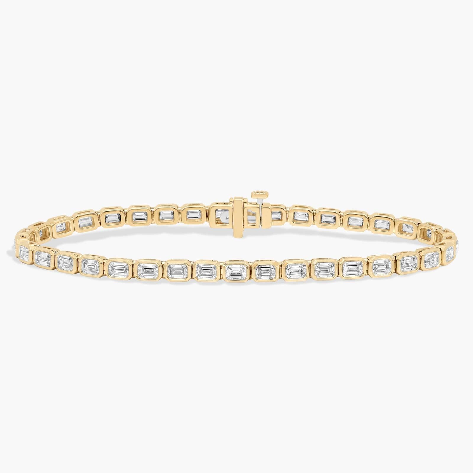 7 " Emerald Cut Lab Grown Diamond E/W Bezel Set Tennis Bracelet