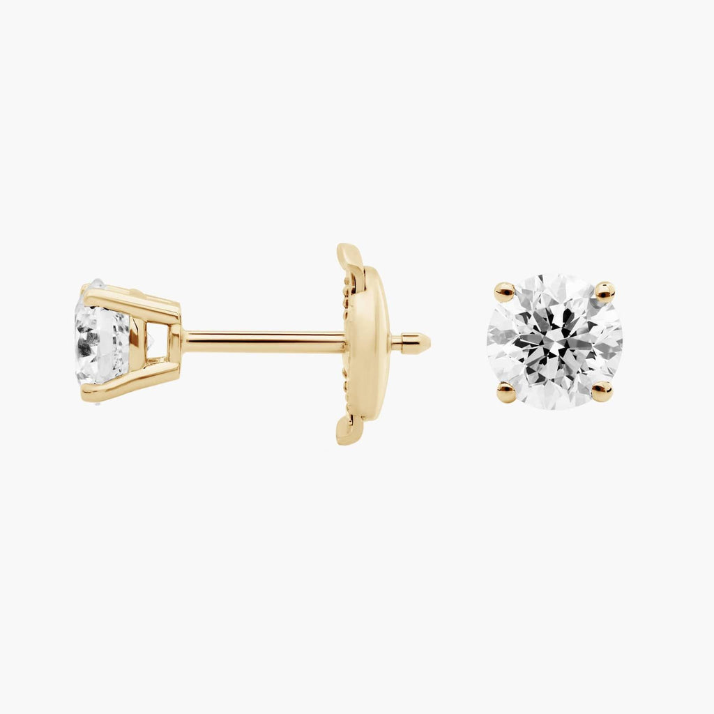 Four Prong Round Brilliant Lab Grown Diamond Stud Earrings